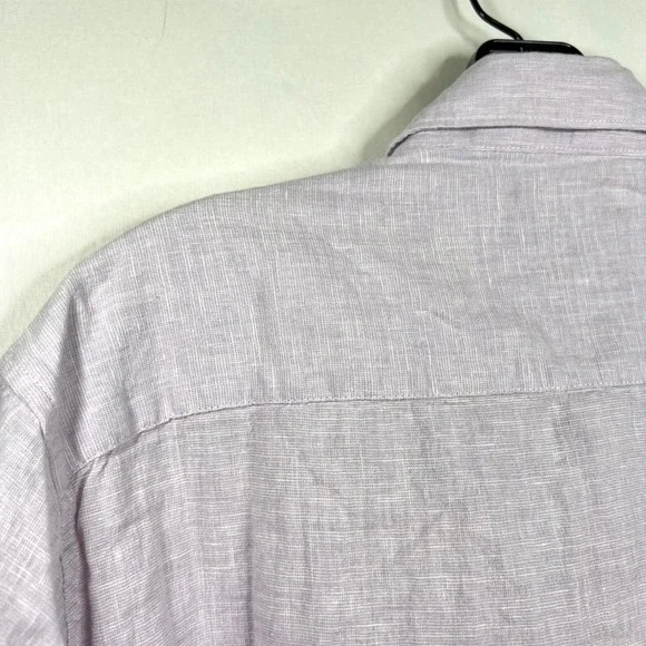 Marc Anthony Lavender Linen Blend Button Down Mens L Slim Fit Long Sleeve Shirt - Picture 7 of 12